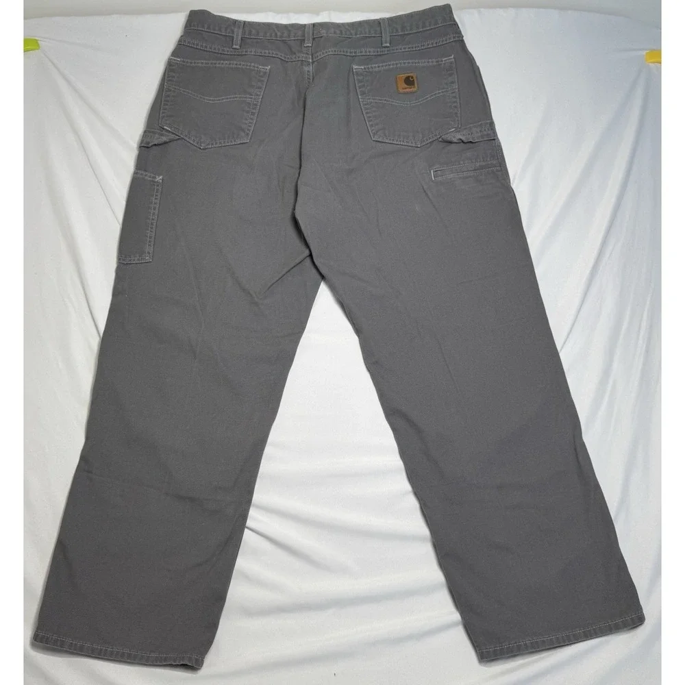 Carhartt Gray Loose Fit 5 Pocket Carpenter Work Pants Men's Size 38x32